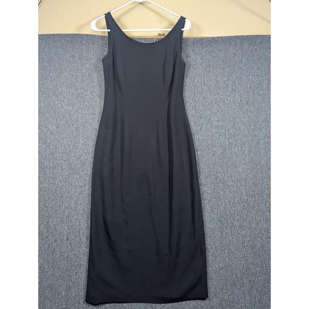 Marie St. Claire Vintage Black Midi Sheath Dress Sleeveless V-Back Size 4